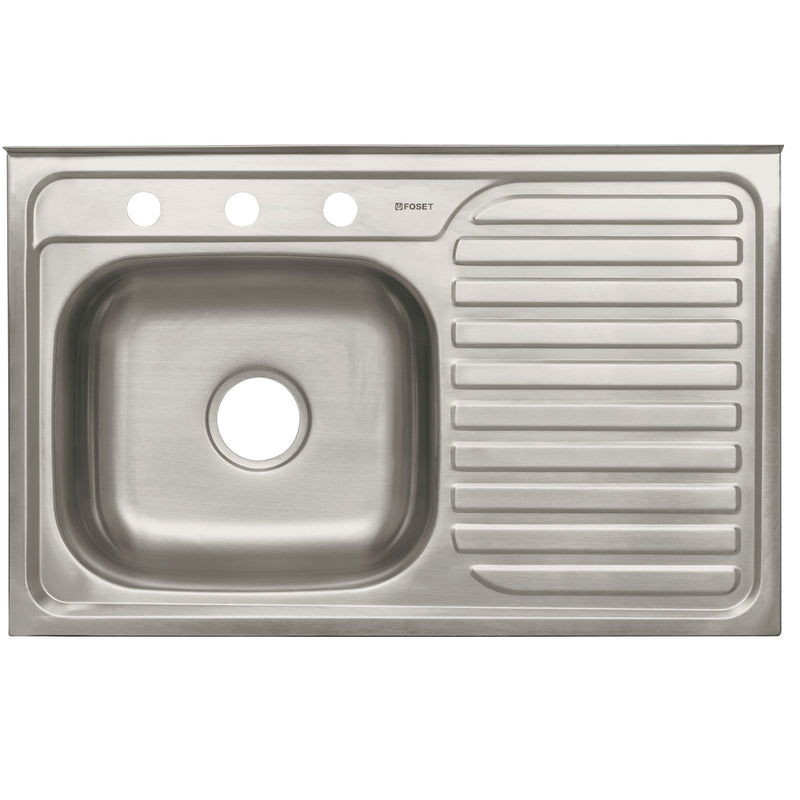 Tarja Sobreponer  80x50 cm Acero Inox 201 Foset Basic Tina Izquierda