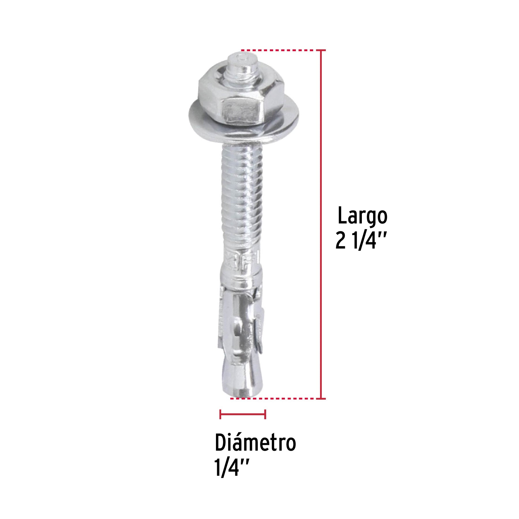 Taquete Arpon de 1/4" x 2"1/4 FIERO por Pieza
