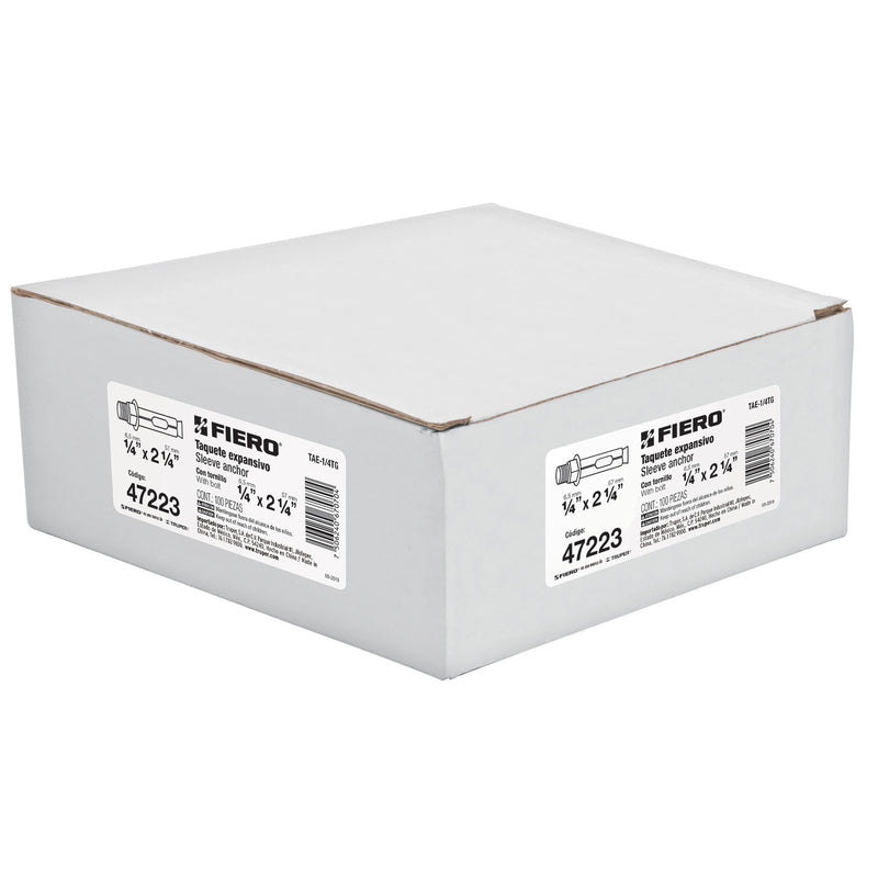 Taquete Tx 1/4" (6.5 mm) Fiero Caja 100 Piezas