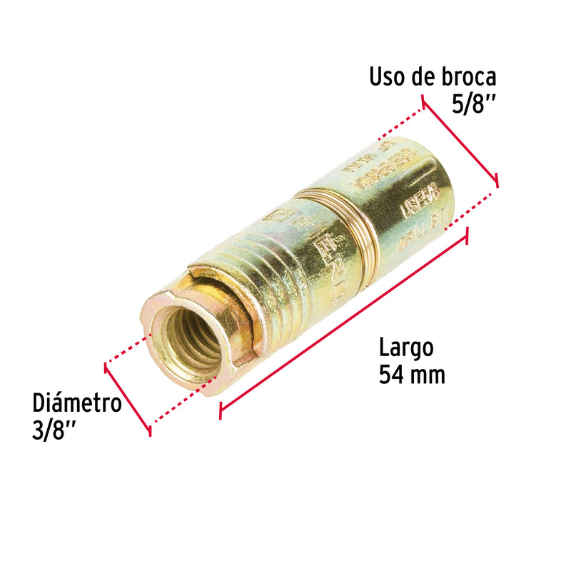 Taquete de Expansion 3/8" (9.5 mm) Fiero Caja 50 Piezas