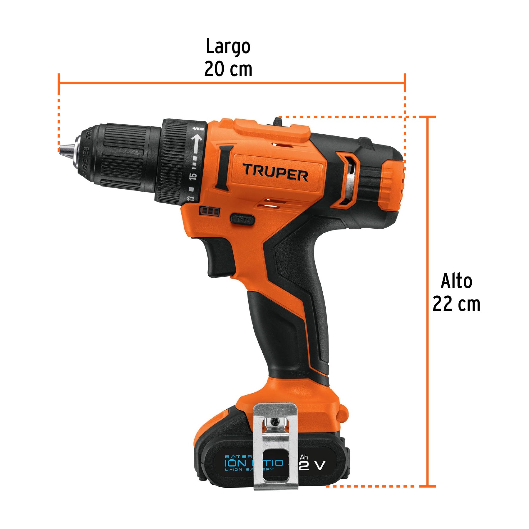 Taladro Inalambrico 12 Volts Broquero de 3/8"  Truper PRO