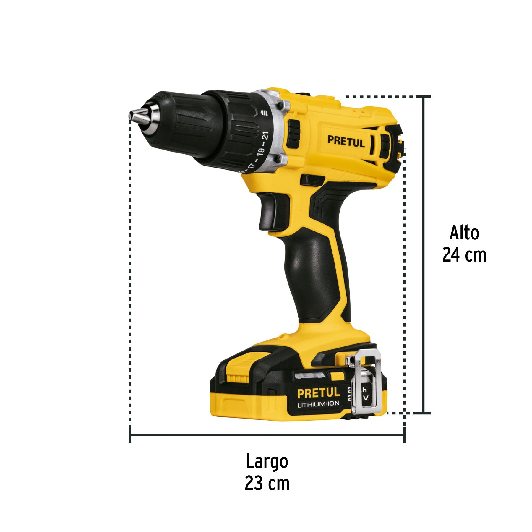 Taladro Inalambrico 20 Volts Broquero de 1/2"  Pretul