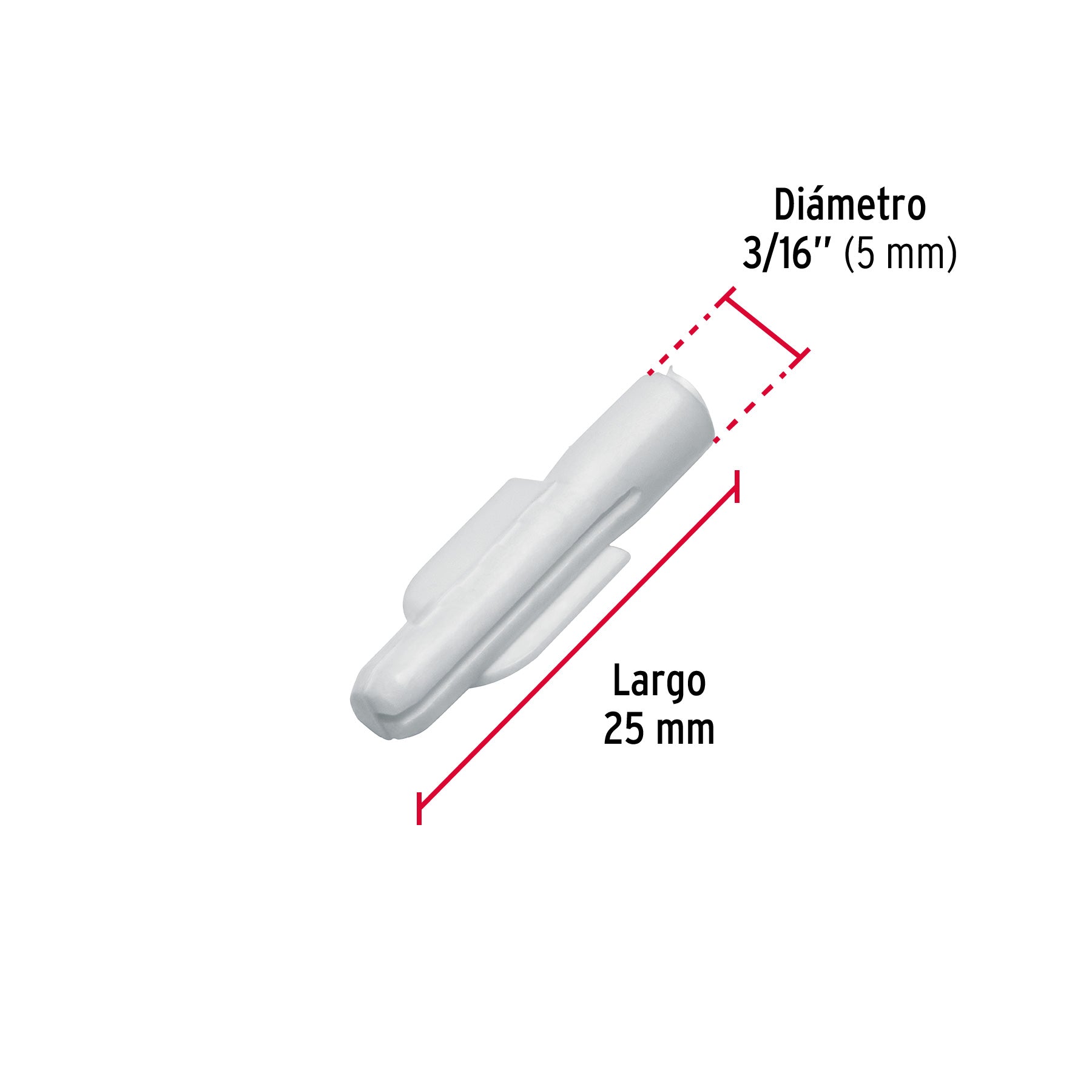 Bolsa con 50 Taquetes de Plastico 3/16" Blanco Fiero