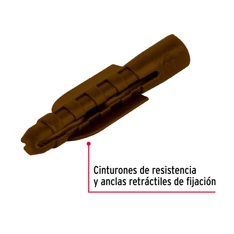 Bolsa con 50 Taquetes de Plastico 5/16" Cafe Fiero