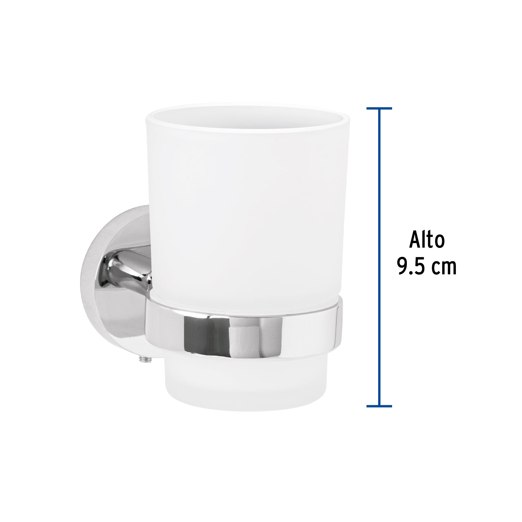 Portavaso Cepillero con Vaso de Vidrio FOSET TUBIG Acabado Cromo