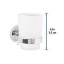 Portavaso Cepillero con Vaso de Vidrio Foset Tubig Acabado Cromo