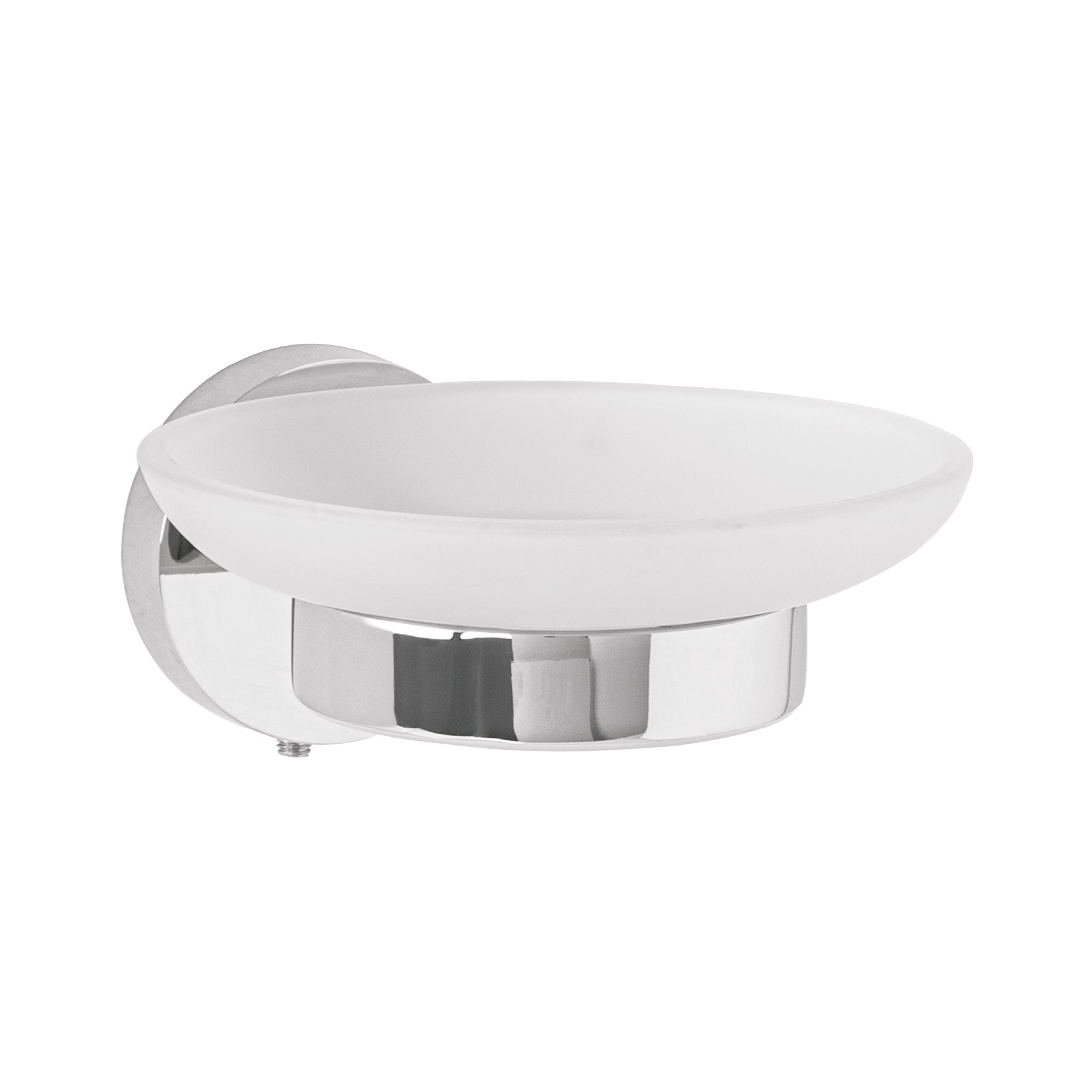 Jabonera Metalica con Plato de Vidrio FOSET TUBIG Acabado Cromo