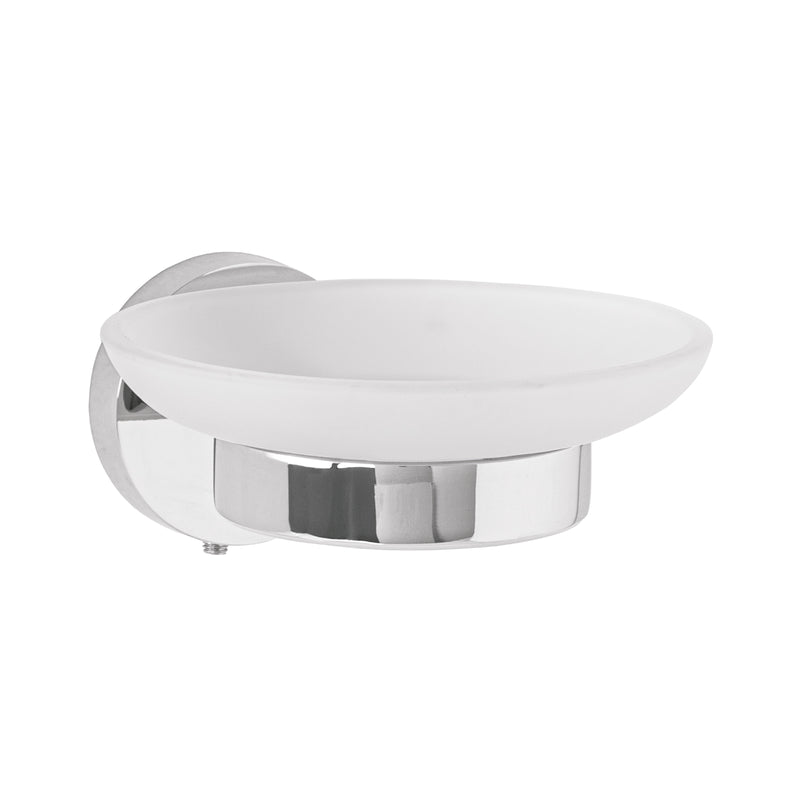 Jabonera Metalica con Plato de Vidrio Foset Tubig Acabado Cromo