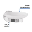 Jabonera Metalica con Plato de Vidrio Foset Tubig Acabado Cromo