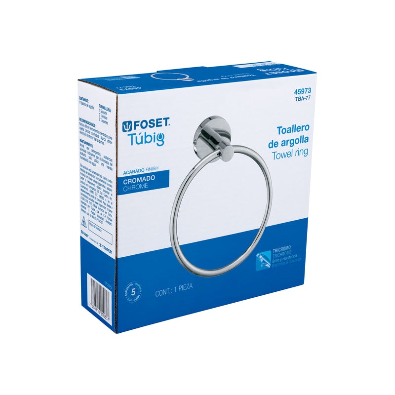 Toallero Argolla Metalico Foset Tubig Acabado Cromo