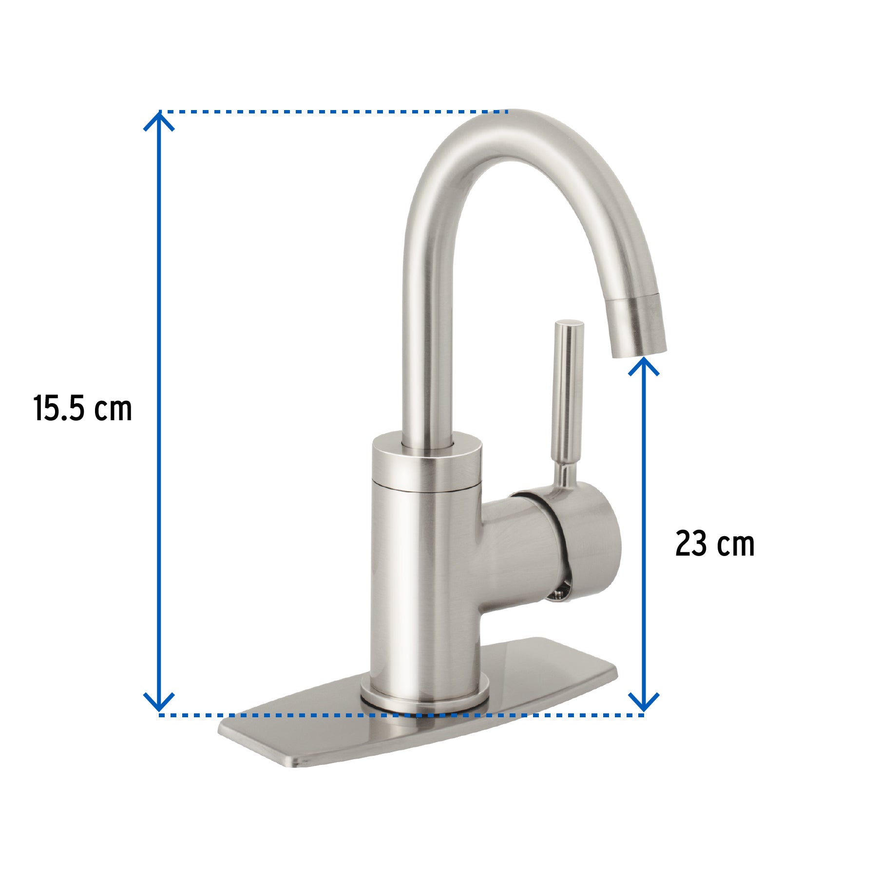 Monomando para Lavabo Corto Cuello Curvo FOSET TUBIG Acabado Satin