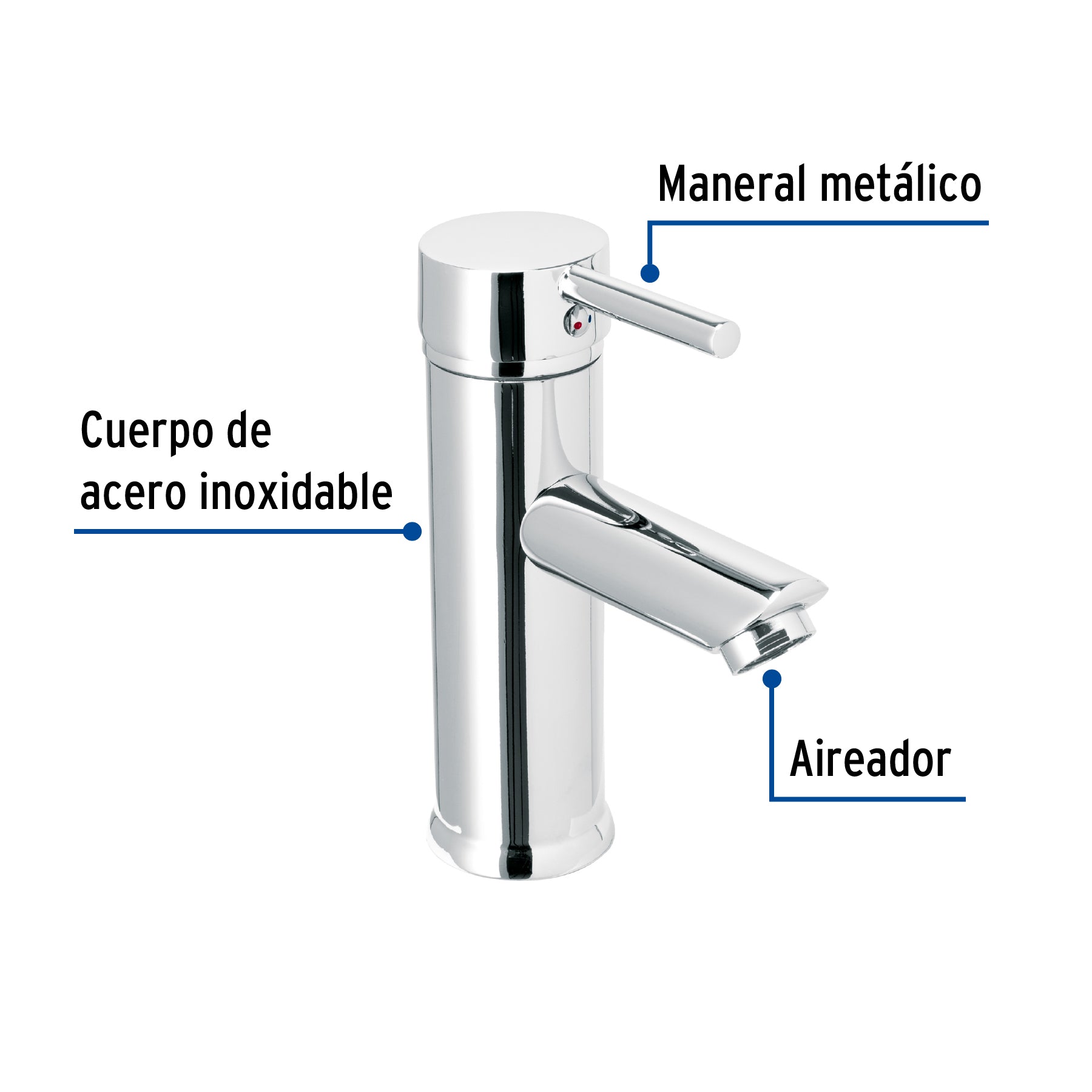 Monomando para Lavabo Corto FOSET TUBIG Acabado Cromo