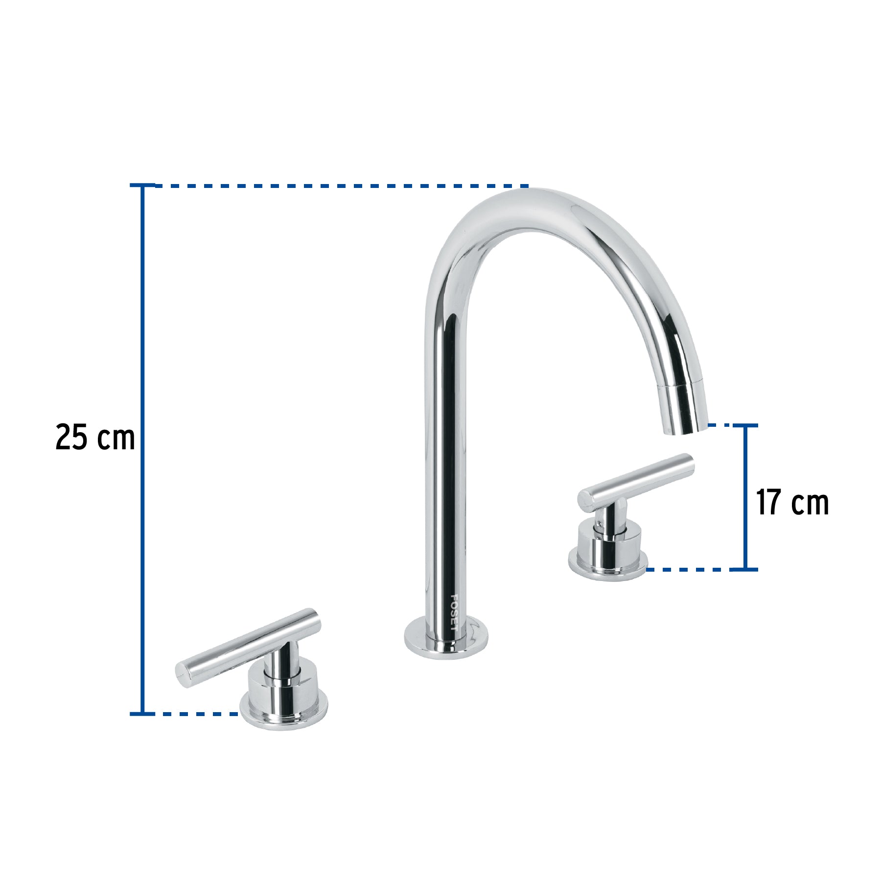 Mezcladora para Lavabo Taladros Separados Manerales Palanca FOSET TUBIG Acabado Cromo