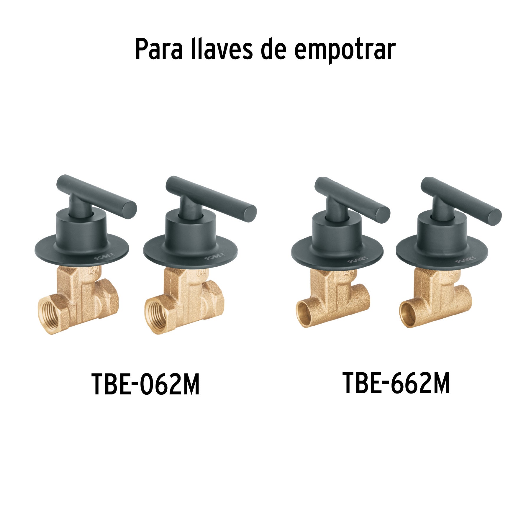 Juego de 2 Manerales para Regadera Palanca FOSET TUBIG Acabado Negro