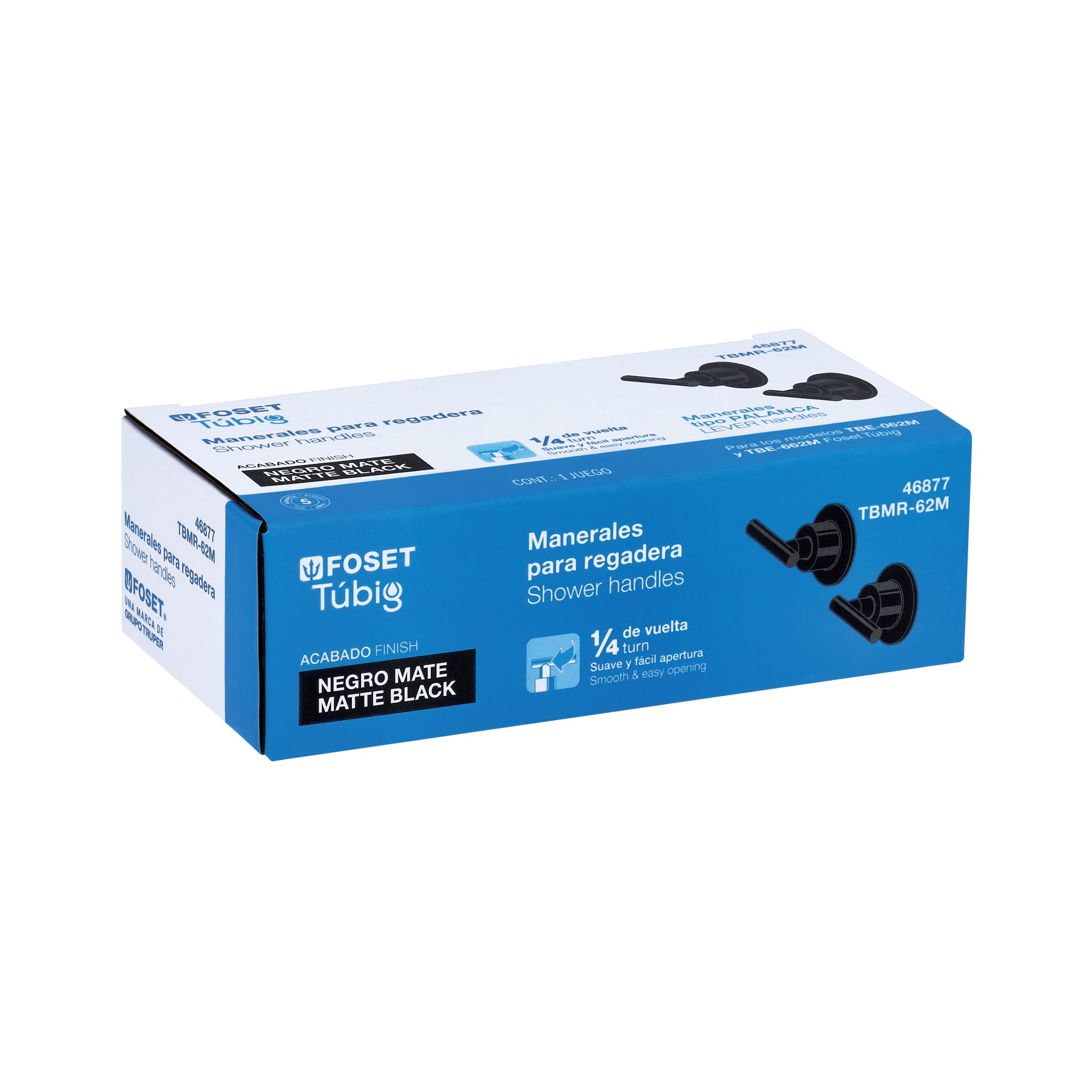 Juego de 2 Manerales para Regadera Palanca FOSET TUBIG Acabado Negro