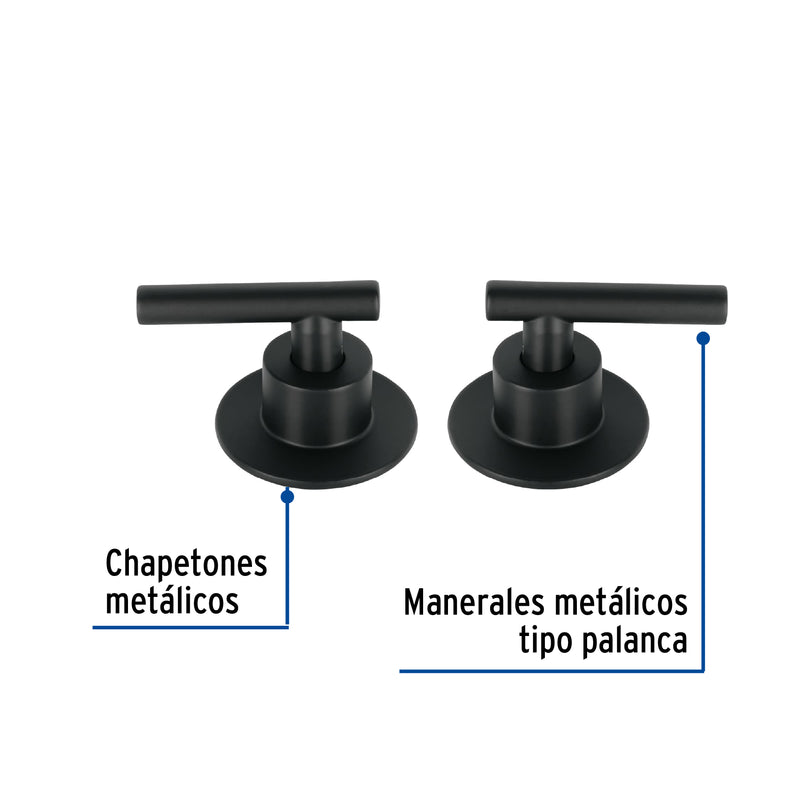 Juego de 2 Manerales para Regadera Palanca Negro Foset TUBIG