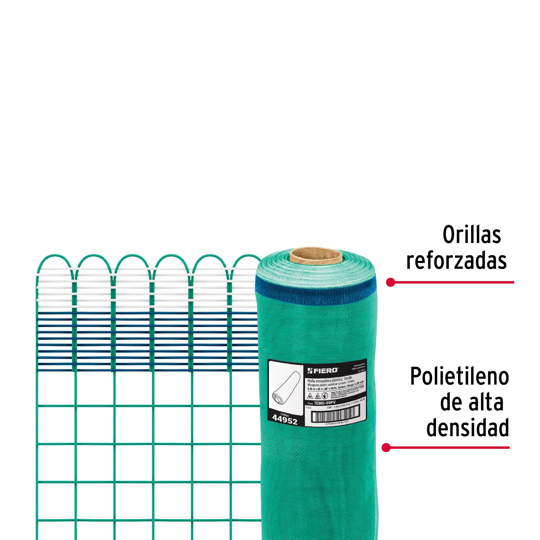 Malla Mosquitera Plastica Verde Altura 0.90 mts Fiero por Metro