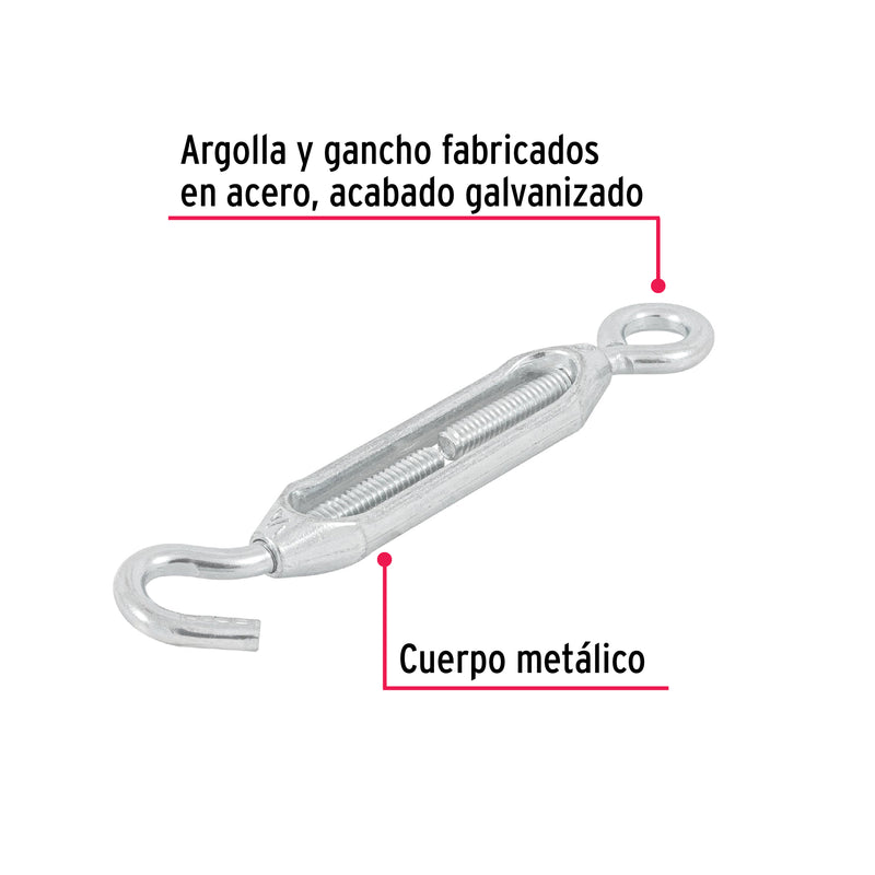 Tensor Zinc Gancho-Argolla Fiero 1/4" (6 mm)