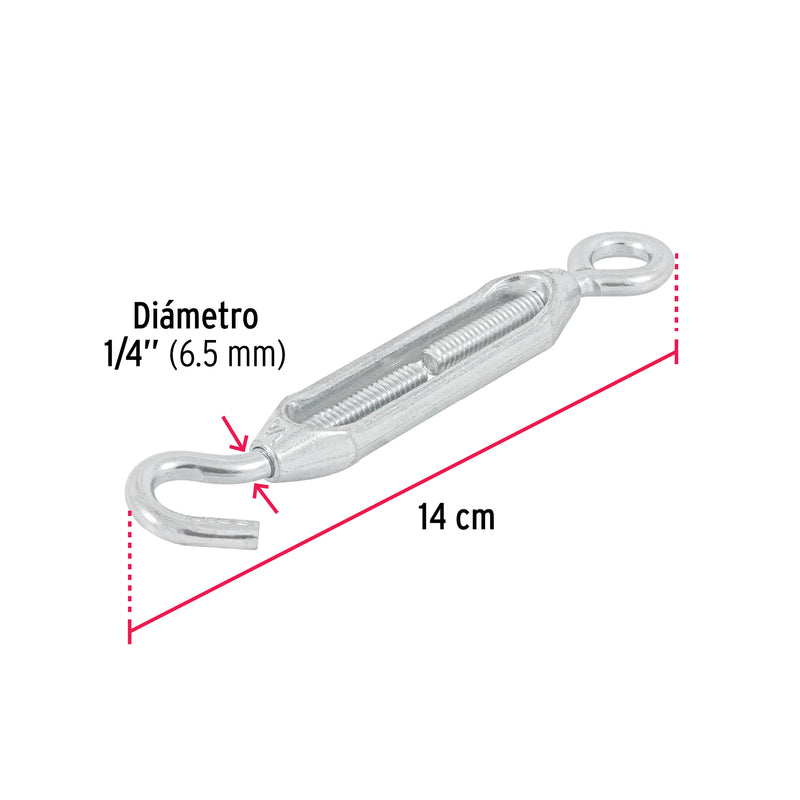 Tensor Zinc Gancho-Argolla Fiero 1/4" (6 mm)