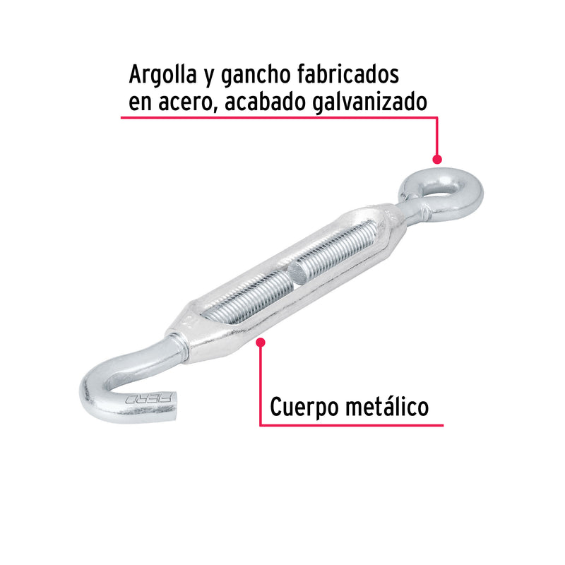 Tensor Zinc Gancho-Argolla Fiero 3/8" (10 mm)