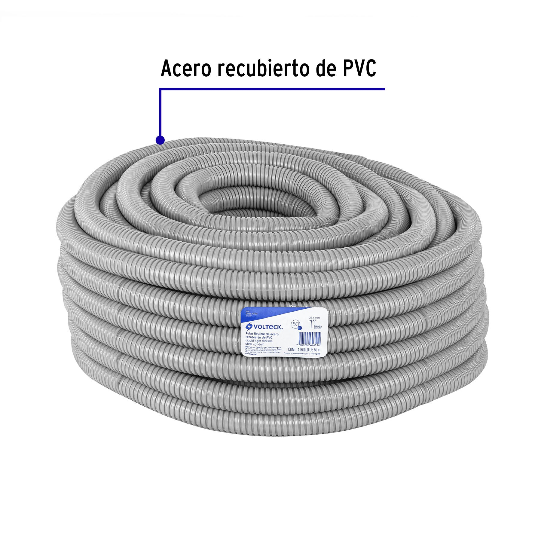 Tubo Flexible Liquid Tight 1" (25 mm) Volteck Rollo 50 Metros