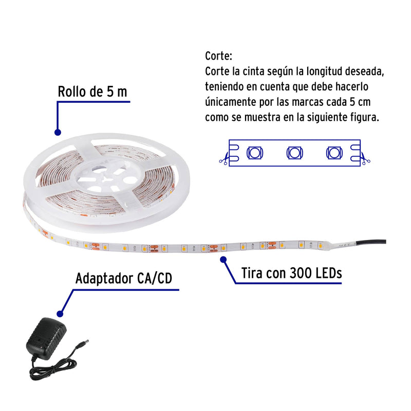 Tira LED de 5 mts Volteck Luz Calida