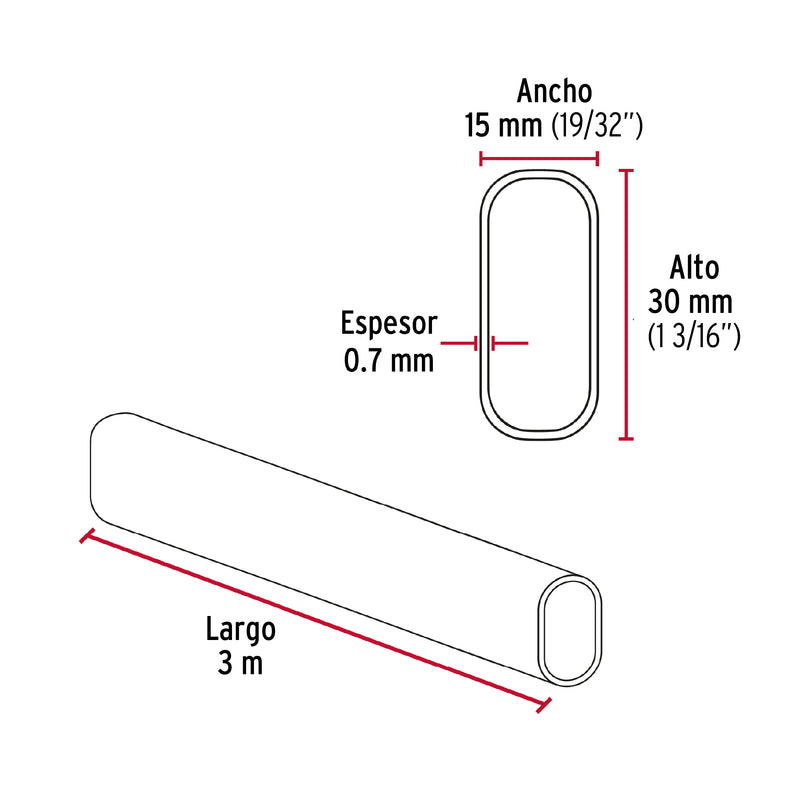 Tubo Cromado Ovalado para Closet Hermex