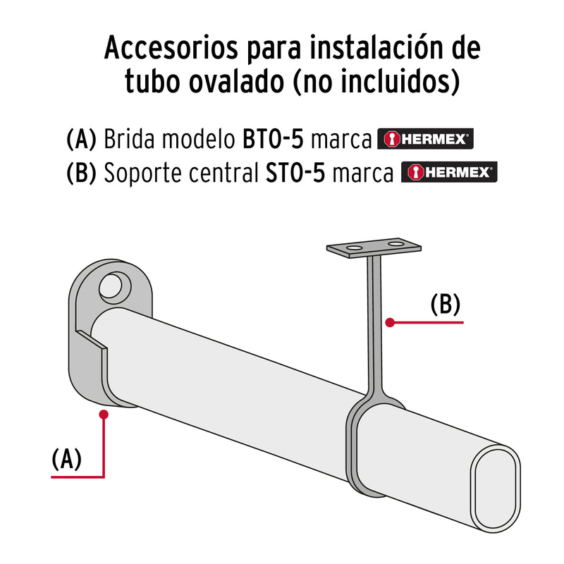 Tubo Cromado Ovalado para Closet Hermex