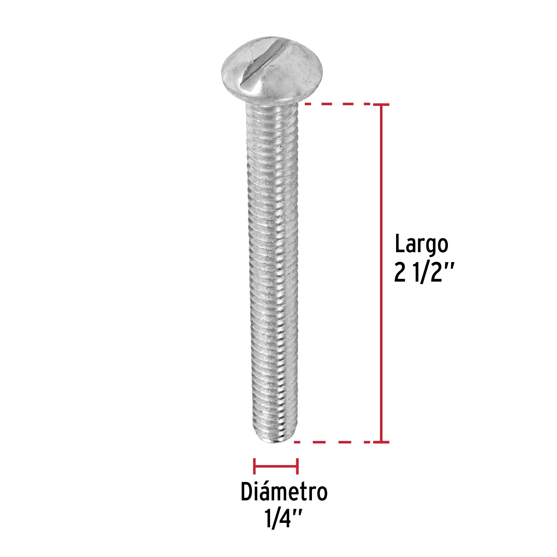 Tornillo Tipo Estufa 1/4" X 2"1/2 Fiero Bolsa 50 Piezas