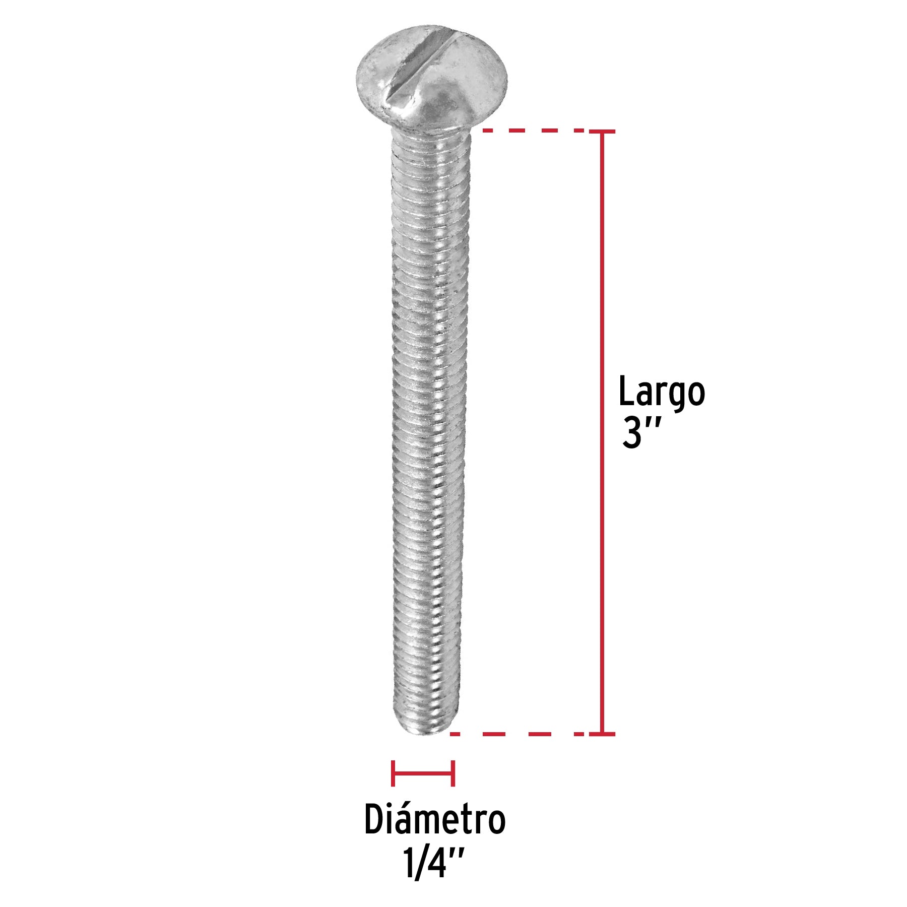 Tornillo Tipo Estufa 1/4" X 3" Fiero Bolsa 50 Piezas