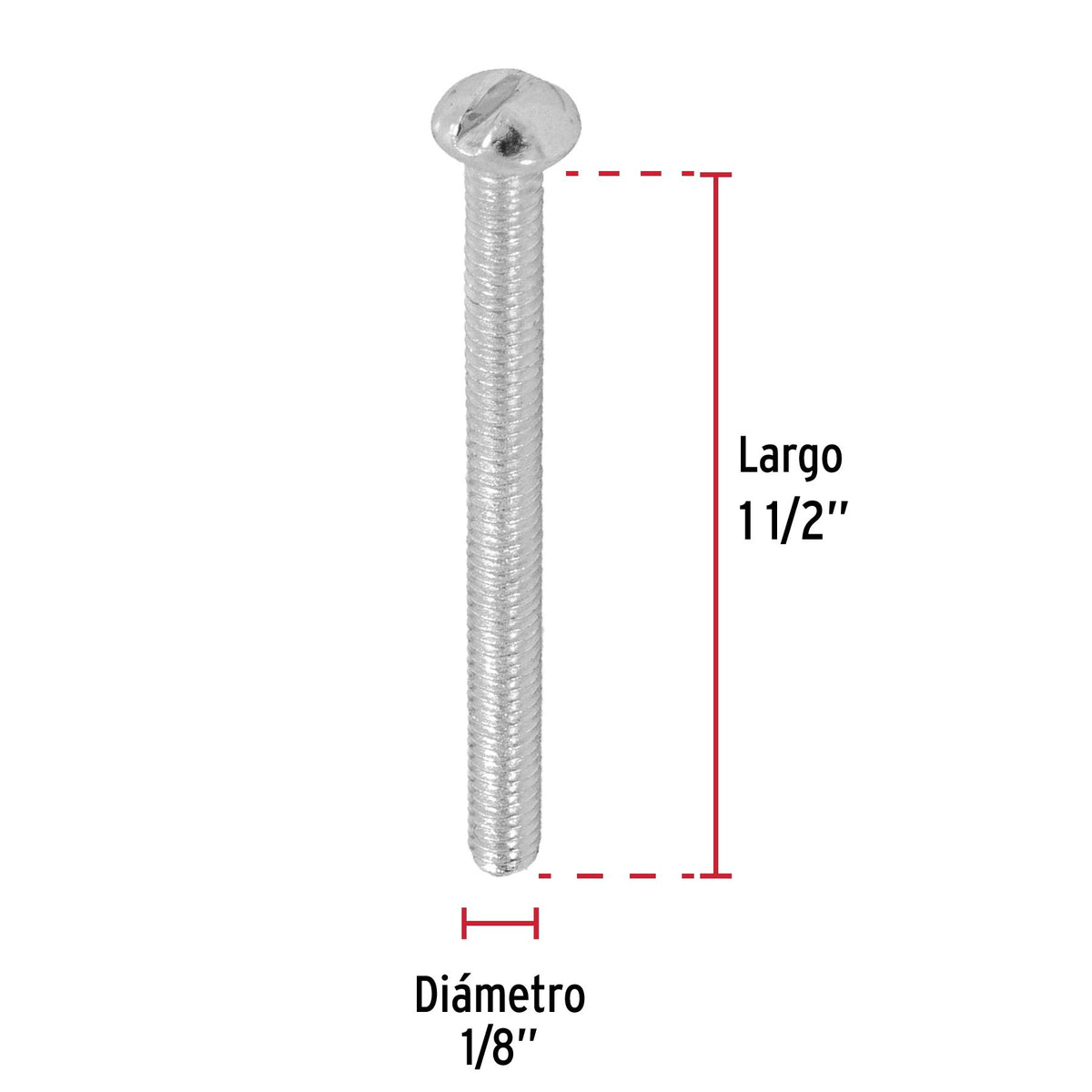 Tornillo Tipo Estufa 1/8" x 1"1/2 Fiero Bolsa 300 Piezas