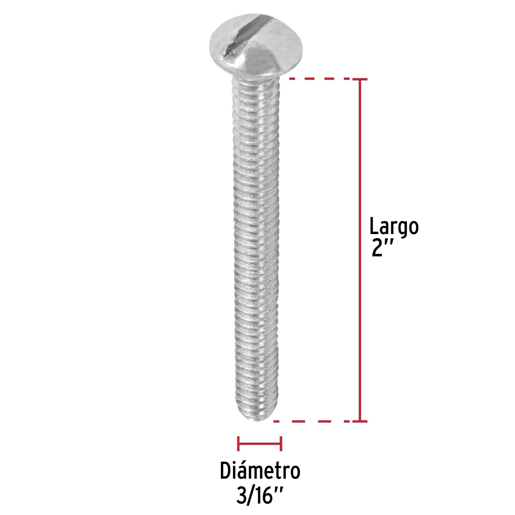 Tornillo Tipo Estufa 3/16" x 2" Fiero Bolsa 100 Piezas