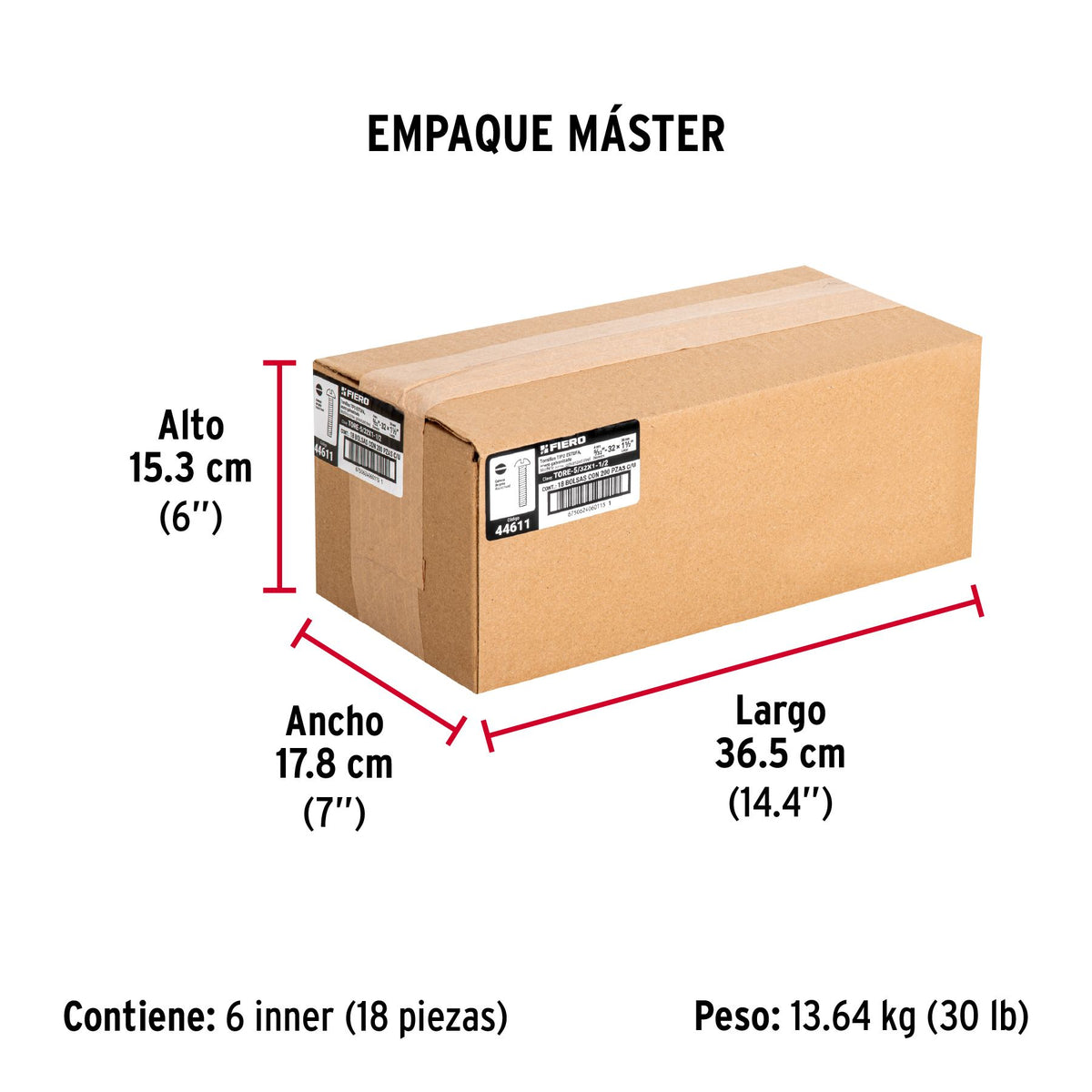 Tornillo Tipo Estufa 5/32" x 1"1/2 Fiero Bolsa 200 Piezas