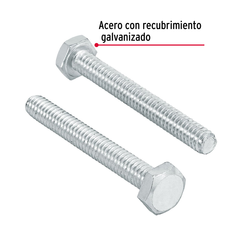 Tornillo Cabeza Hexagonal 1/4" X 2" Bolsa 60 Piezas Fiero