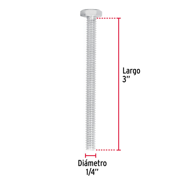 Tornillo Cabeza Hexagonal 1/4" (6 mm) X 3" Fiero