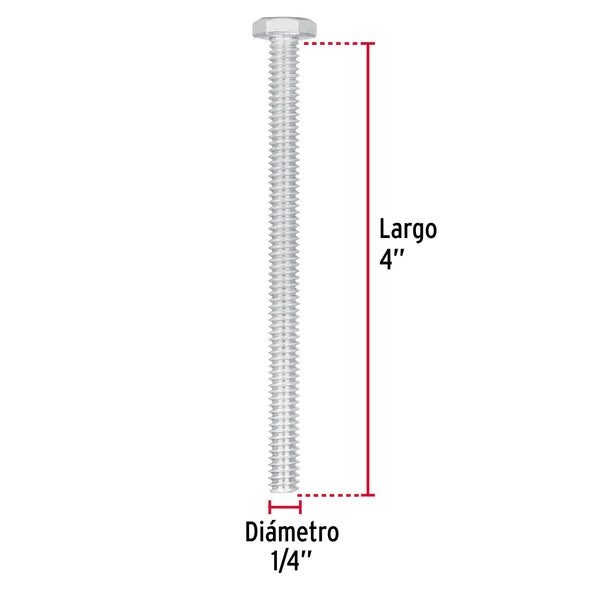 Tornillo Cabeza Hexagonal 1/4" (6 mm) X 4" Fiero