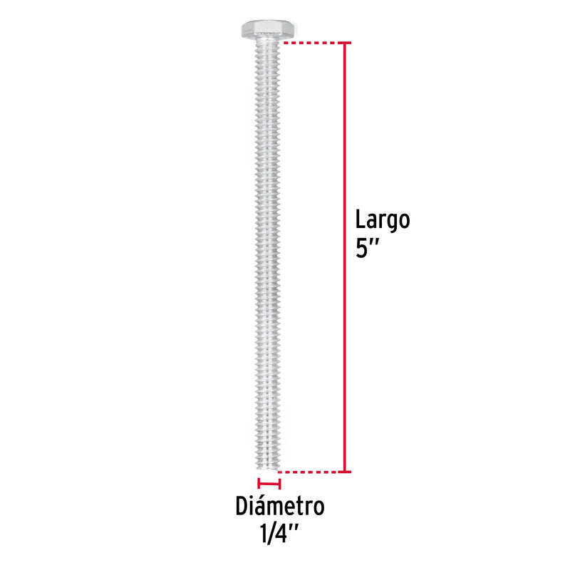 Tornillo Cabeza Hexagonal 1/4" (6 mm) X 5" Fiero