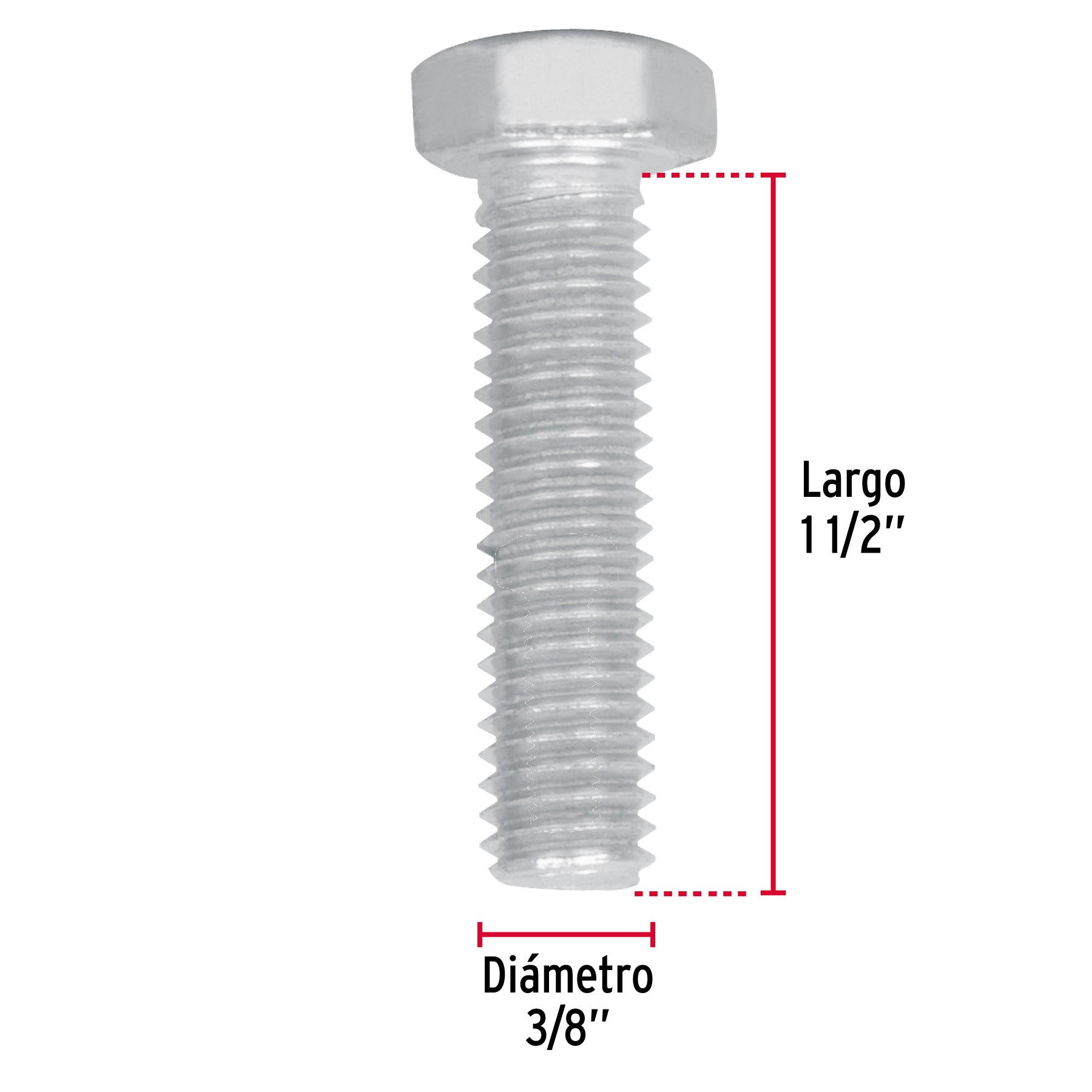 Tornillo Cabeza Hexagonal 3/8" (10 mm) X 1"1/2 Fiero