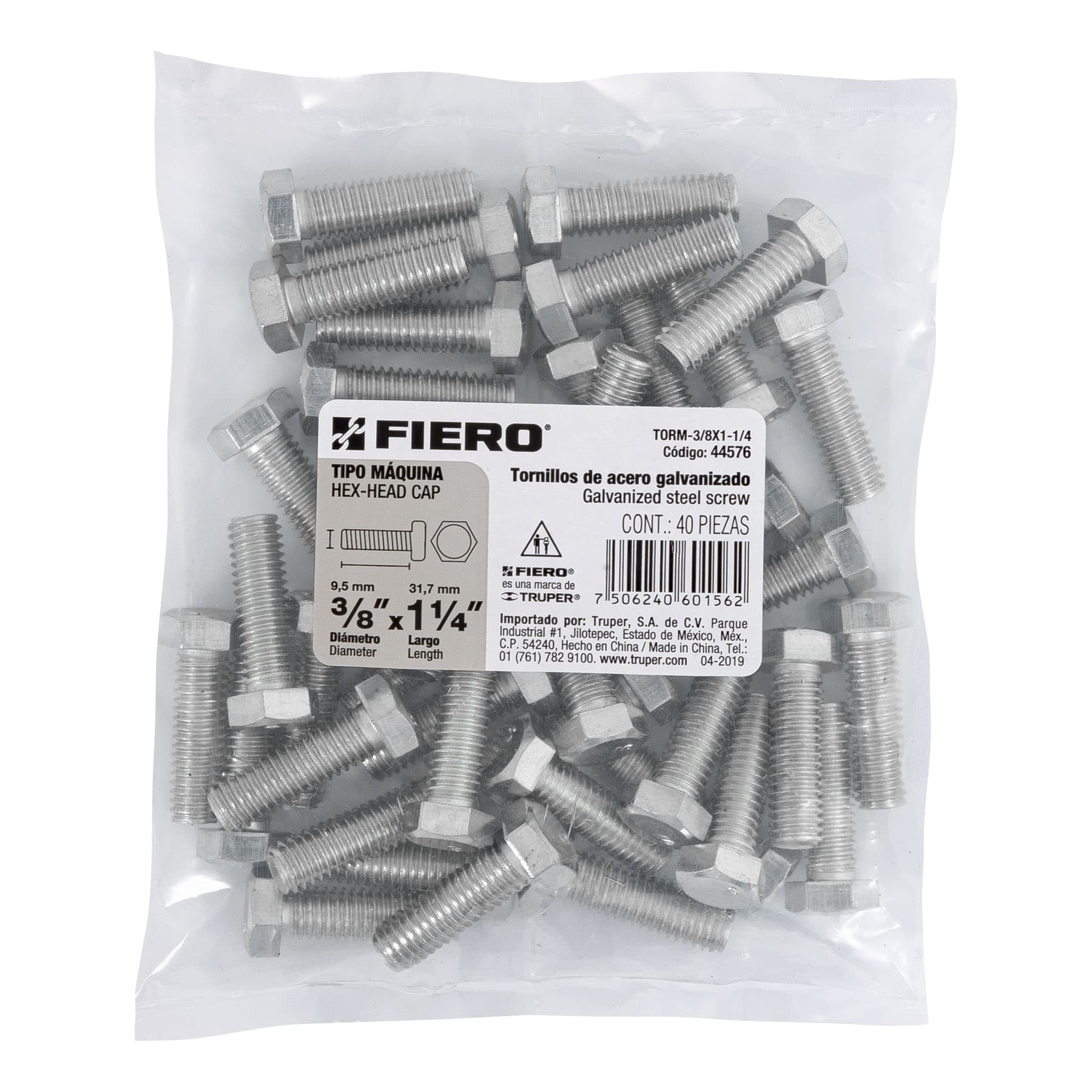 Tornillo Cabeza Hexagonal 3/8" (10 mm) X 1"1/4 Fiero