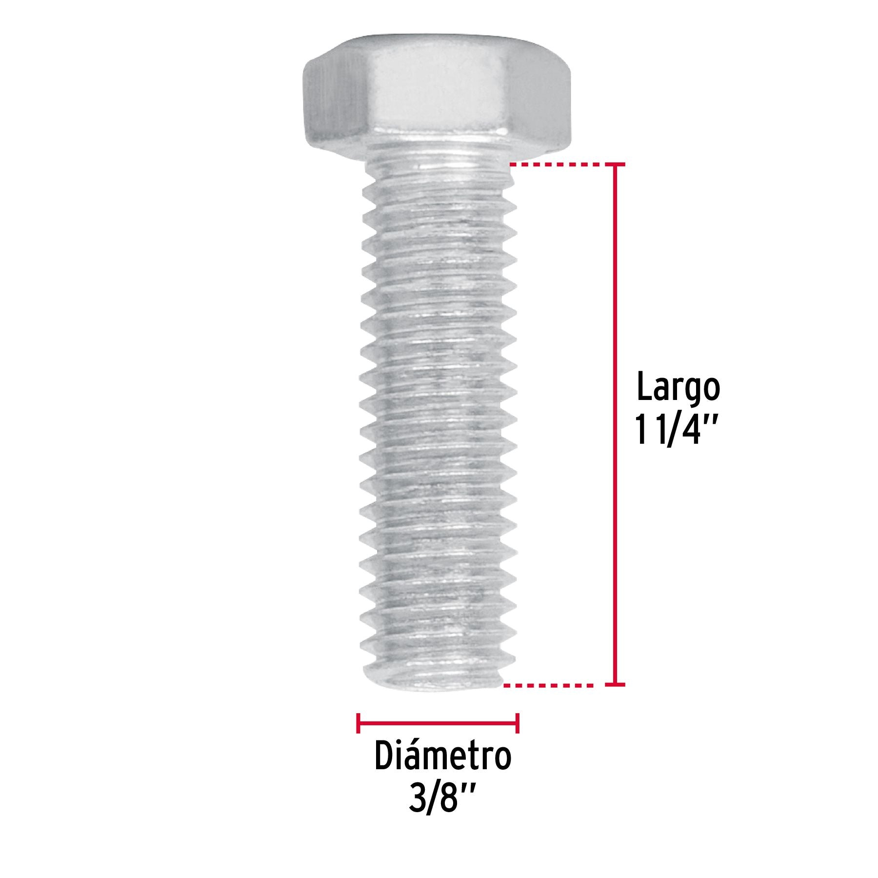 Tornillo Cabeza Hexagonal 3/8" X 1"1/4 Fiero Bolsa 40 Piezas