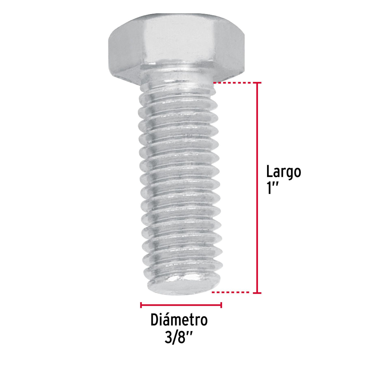 Tornillo Cabeza Hexagonal 3/8" X 1" Fiero Bolsa 40 Piezas
