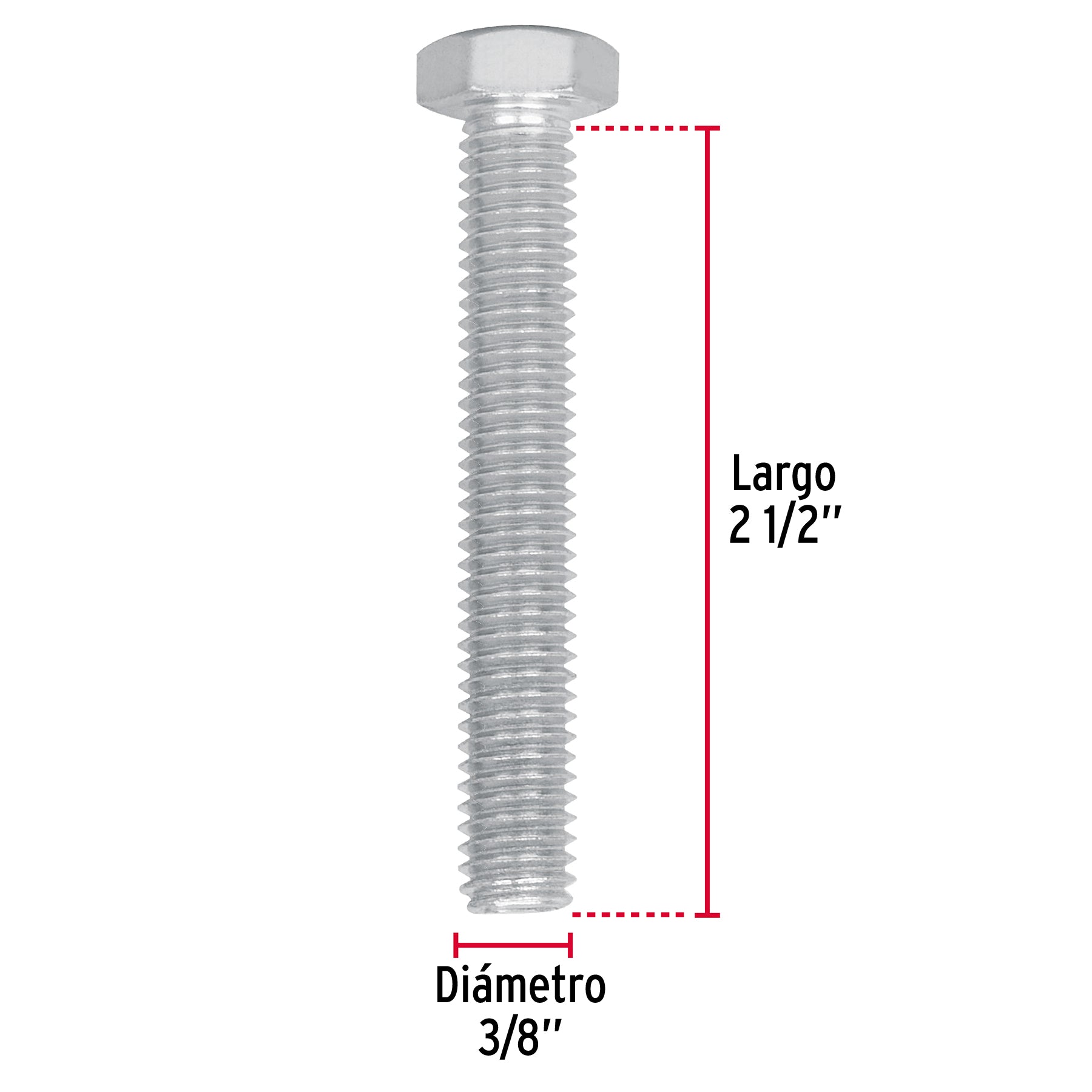 Tornillo Cabeza Hexagonal 3/8" (10 mm) X 2"1/2 Fiero por Pieza