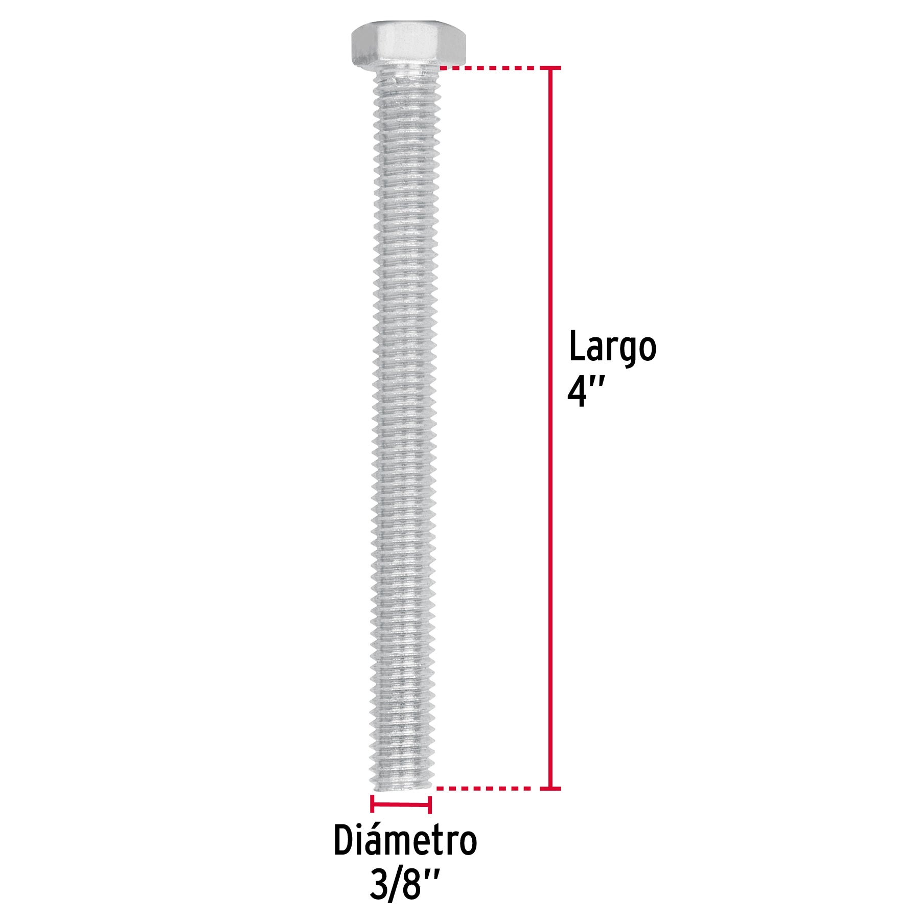 Tornillo Cabeza Hexagonal 3/8" (10 mm) X 4" Fiero