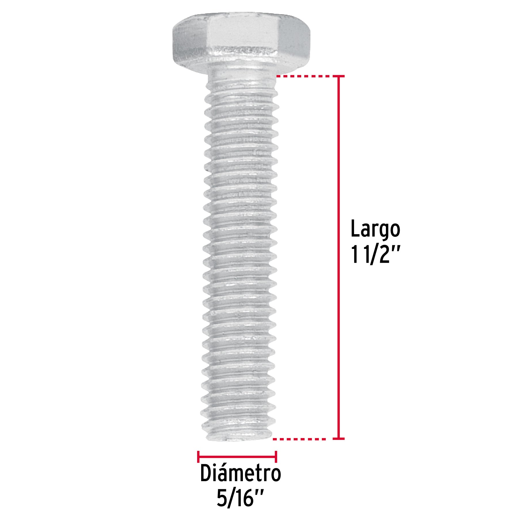 Tornillo Cabeza Hexagonal 5/16" (8 mm) X 1"1/2 Fiero
