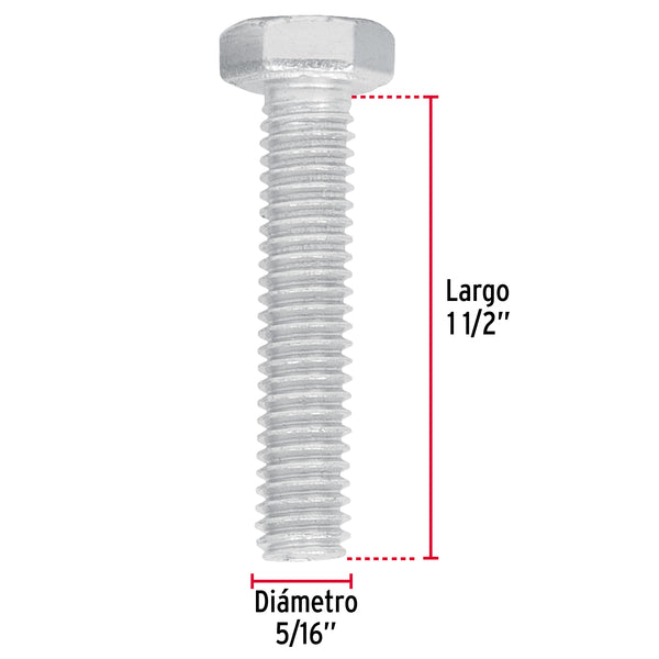 Tornillo Cabeza Hexagonal 5/16" (8 mm) X 1"1/2 Fiero