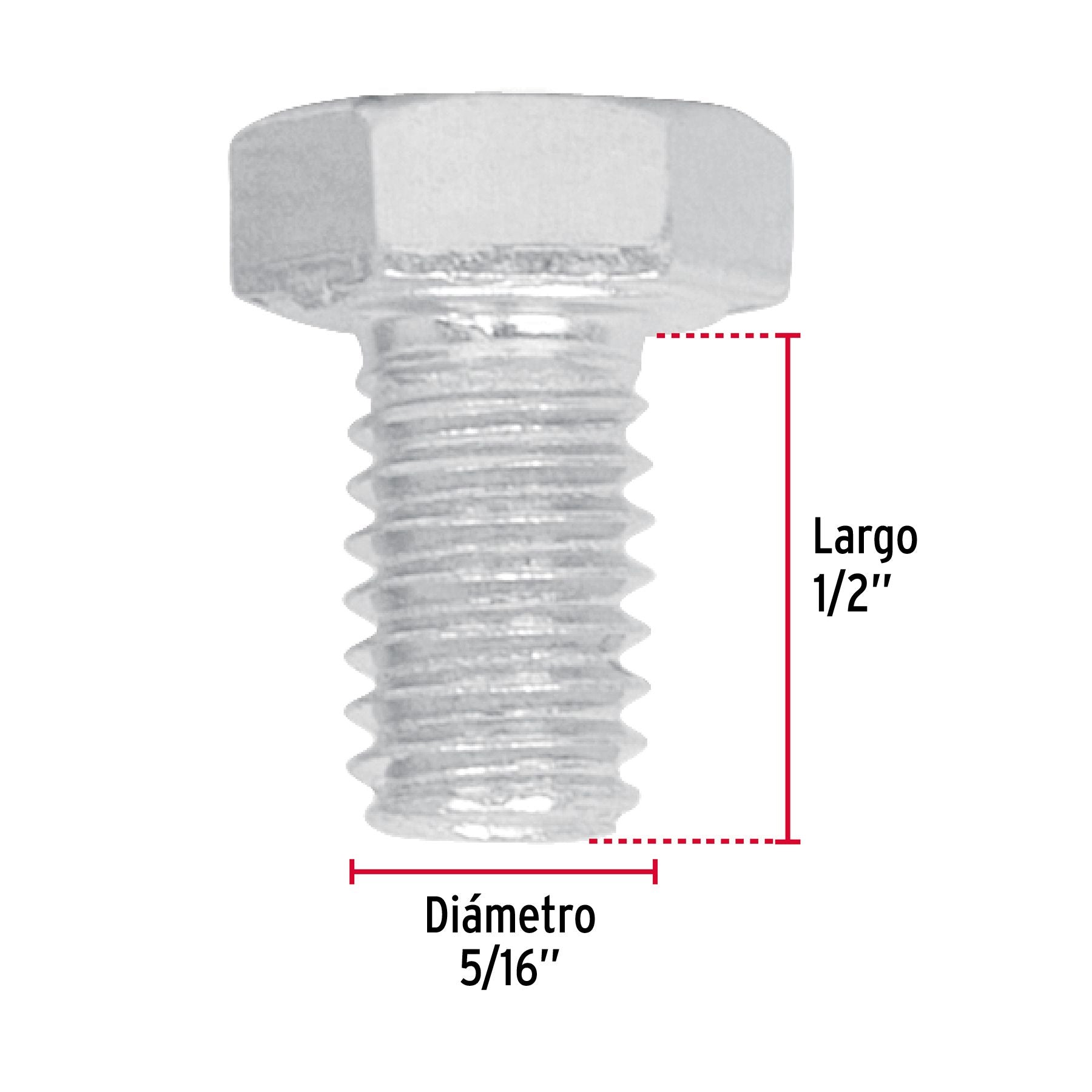 Tornillo Cabeza Hexagonal 5/16" x  1/2" Fiero Bolsa 100 Piezas