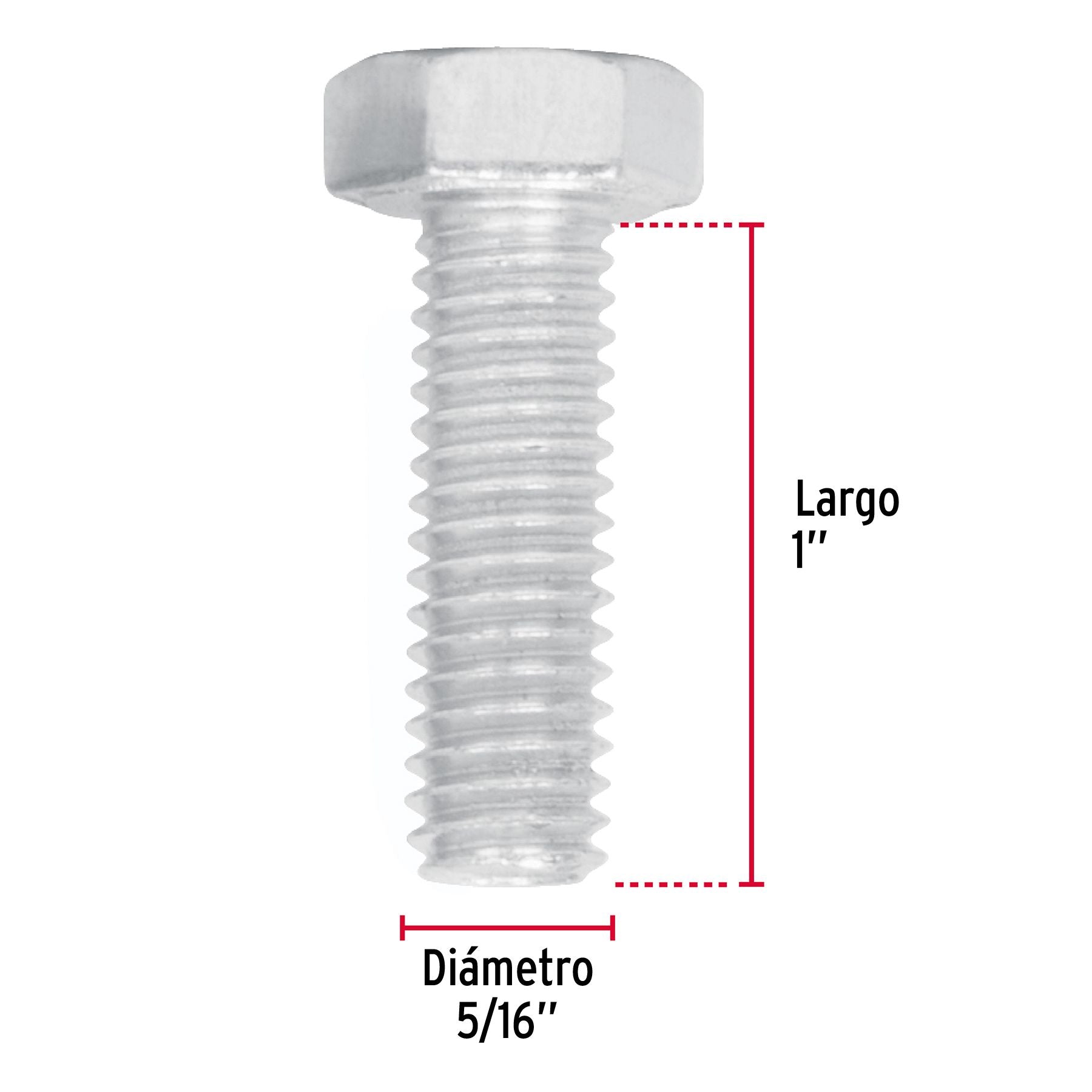 Tornillo Cabeza Hexagonal 5/16" x 1" Fiero Bolsa 60 Piezas