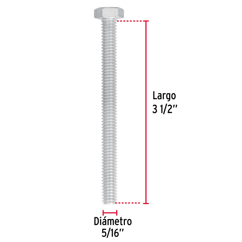 Tornillo Cabeza Hexagonal 5/16" (8 mm) X 3"1/2 Fiero