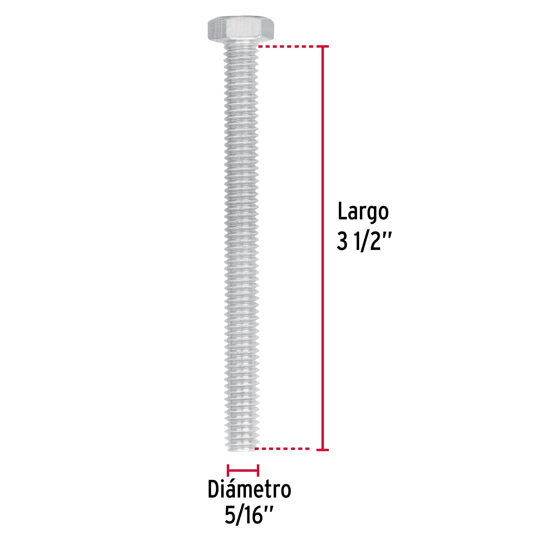 Tornillo Cabeza Hexagonal 5/16" x 3"1/2 Fiero Bolsa 50 Piezas
