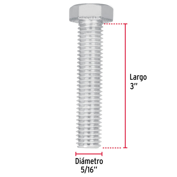 Tornillo Cabeza Hexagonal 5/16" (8 mm) X 3" Fiero